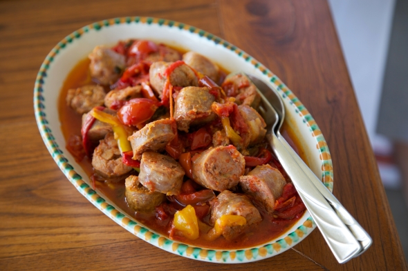 CookingwithMelody.com_Mamma Agata's Sausage and Bell Pepper Pappardelle